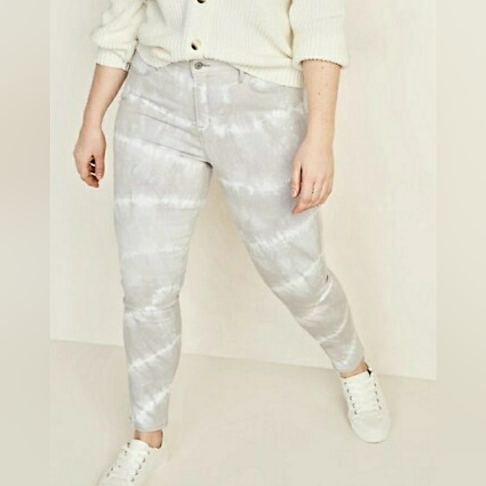 NWT Old Navy Light Gray Tie-Dye Rockstar Super Skinny Jeans Sz 16